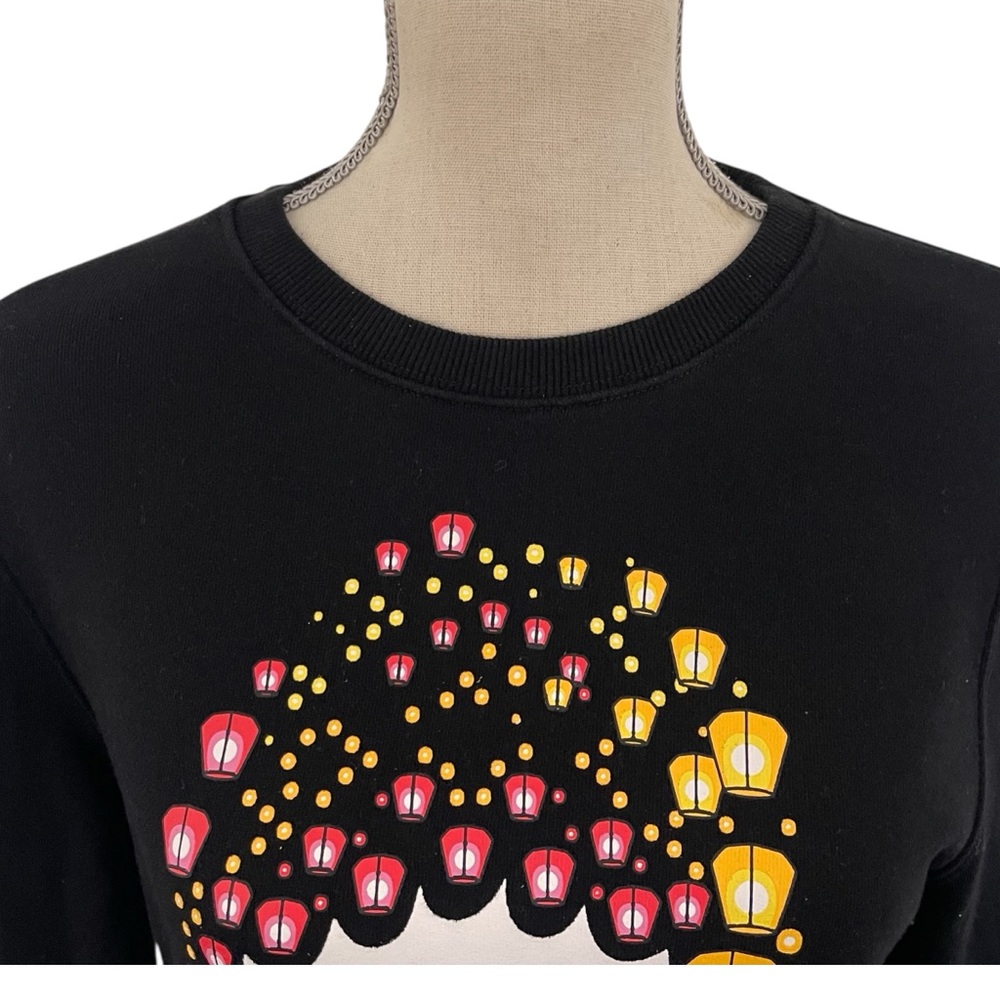 LUSHANGHAI Black Cotton Geisha Lantern Graphic Crewneck Sweatshirt (S) - Picture 4 of 12